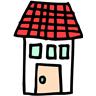 赤い屋根の平屋住宅のイラスト