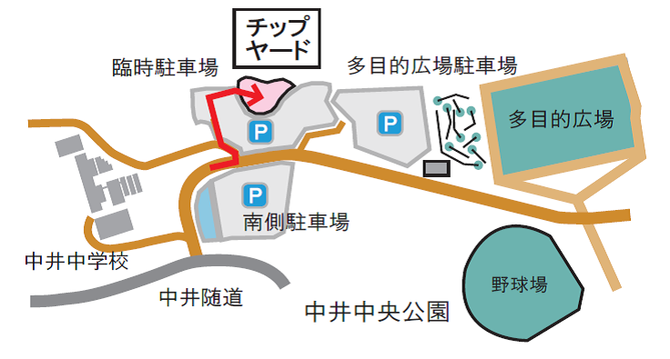 チップヤードへの地図