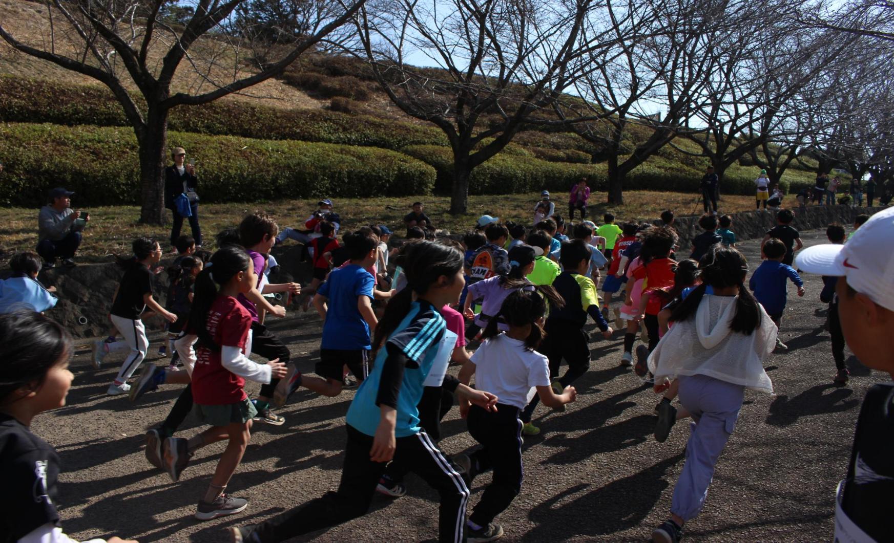家族みんなで走る様子